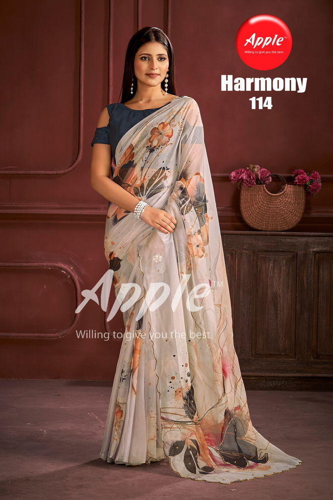 Harmony Vol 1 By Apple Organza Printed Sarees Wholesale Market In Surat